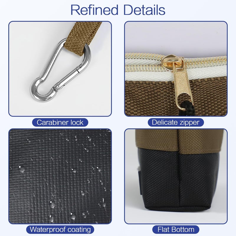 LeMotech Zipper Tool Bag with Carabiners, Water Resistant Stand-Up Utility Pouch Heavy Duty 1680D Oxford, Multipurpose Storage Pouch, 6 Pack - Image 3